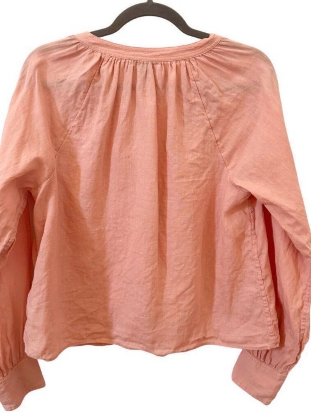 J. Crew Light Peach cabana linen popover top blouse small - Picture 7 of 8